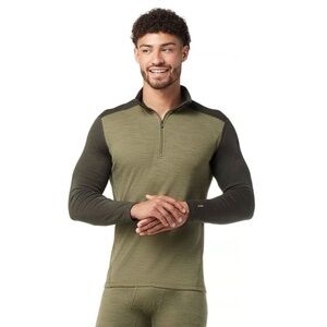 SMARTWOOL Men’s Classic Thermal Merino250 Base Layer 1/4 Zip Large Green